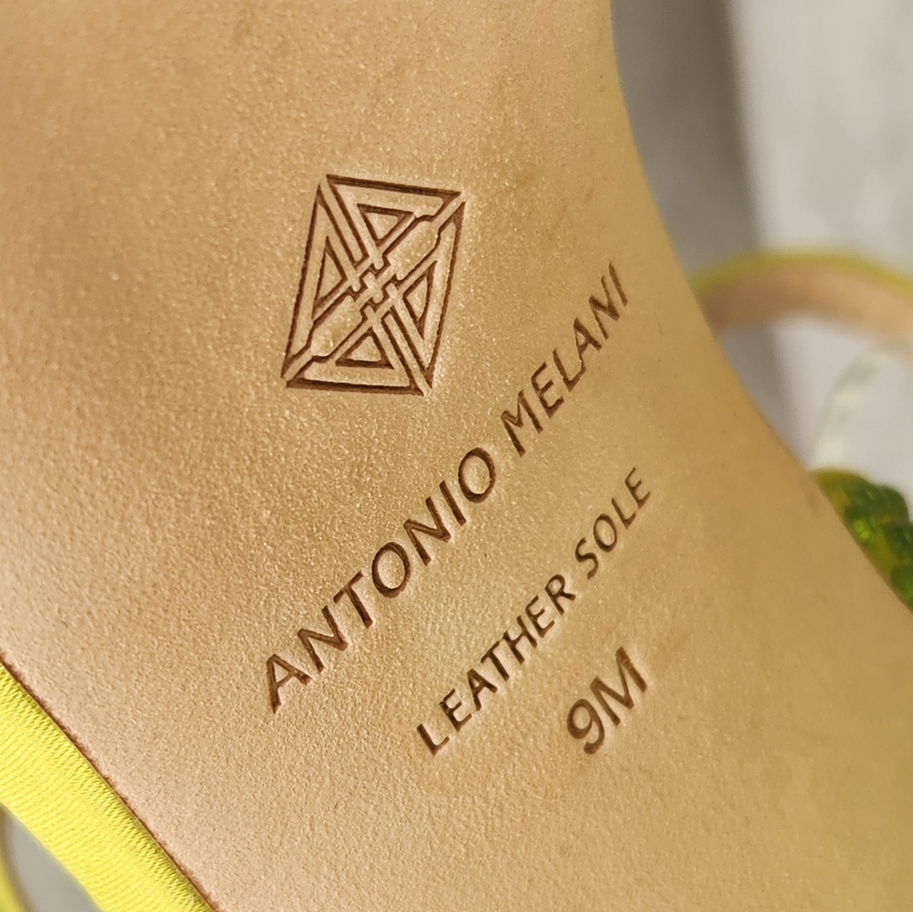 ANTONIO MELANI Lime Green Crystal Platform Sandals - Picture 15 of 15